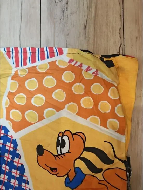 Vintage Disney Mickey Minnie Pluto Patchwork Kids Sleeping Bag 34x60 Sears - Picture 9 of 9